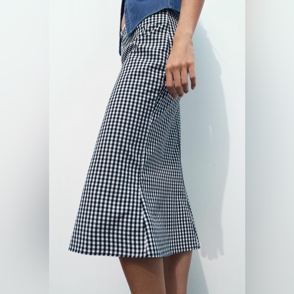 Zara Gingham Midi Skirt S - Picture 3 of 13